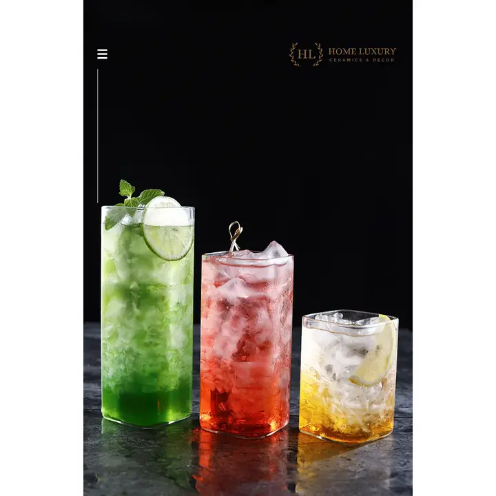 CỐC VUÔNG THỦY TINH DECOR | Cốc Borosilicate In Hình | Ly vuông thủy tinh chịu nhiệt Home Luxury nhiều dung tích 2023