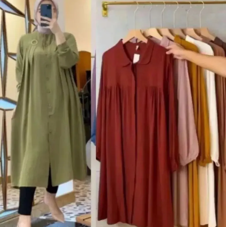 Gege-Tunik Polos Jumbo Crincle Airfloww Premium/Tunik wanita Polos atasan