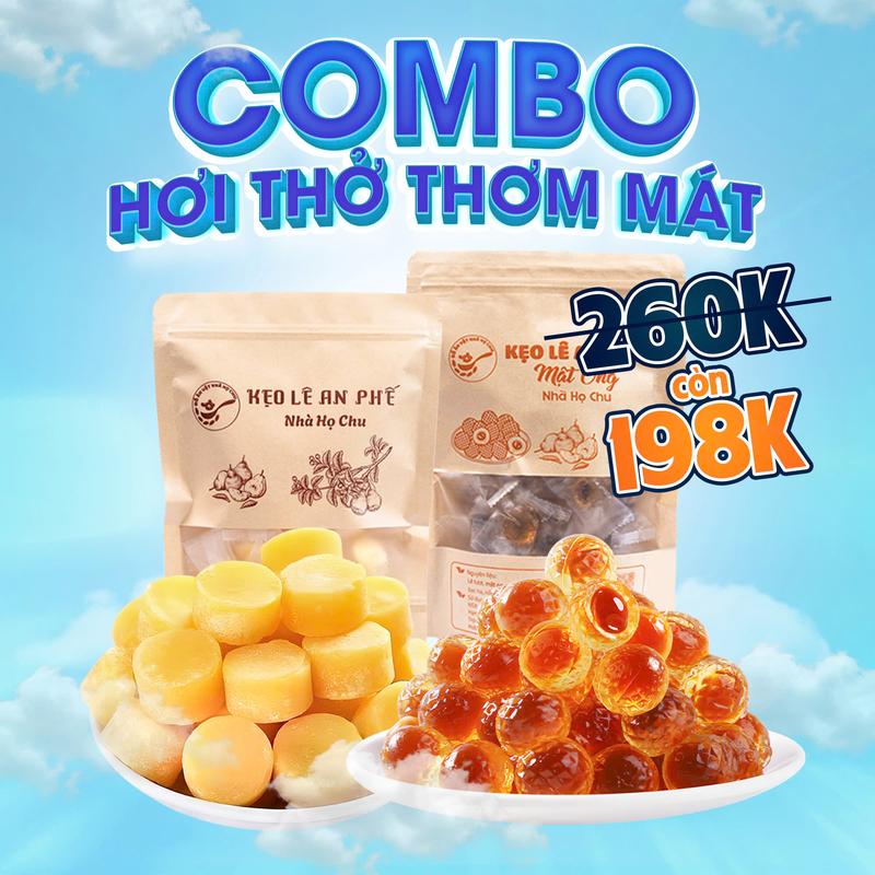   COMBO HƠI THỞ THƠM MÁT  2 Gói kẹo Lê An Phế Mật Ong Gói 250g - Kẹo Lê An Phế Gói 250g Chua Snack 