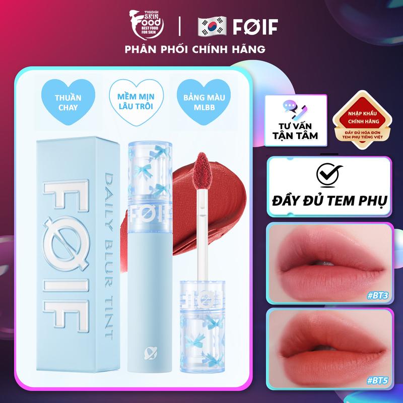   NEW  Son Kem Lì Trang Điểm Thuần Chay FOIF Daily Blur Tint 3g Cosmetic Mỹ Phẩm Nữ Women 