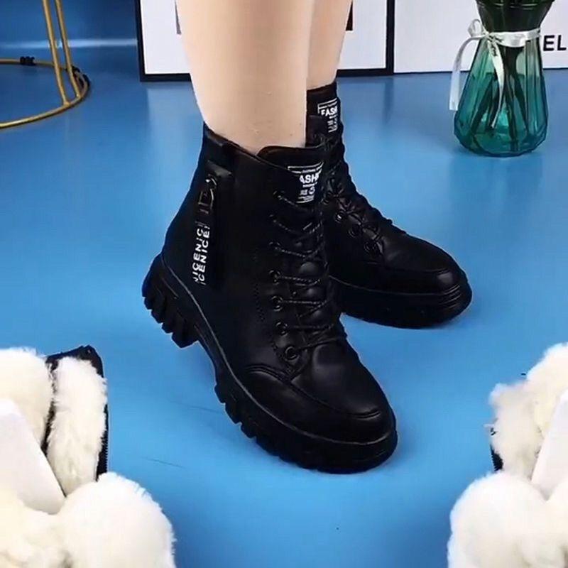 Product Introduction of [98% Positive Review Rate Same Style] Super Popular Martin Boots for Women 2024 Winter New Fur-Lined Snow Boots Non-Slip Thickened Flat Cotton Shoes 9