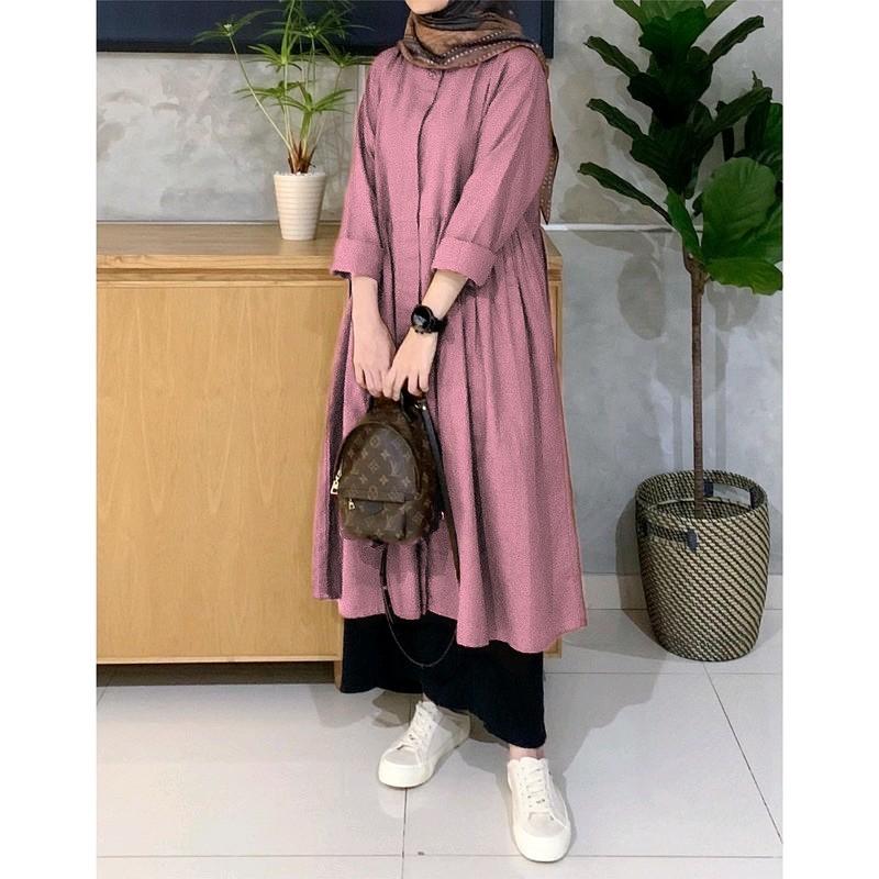 ATASAN WANITA LONG TUNIK  Muslim FFA SERIES BAHAN RAYON TWILL PREMIUM  Tebal DAN  Lembut   size S, M, L, XL, XXL 6