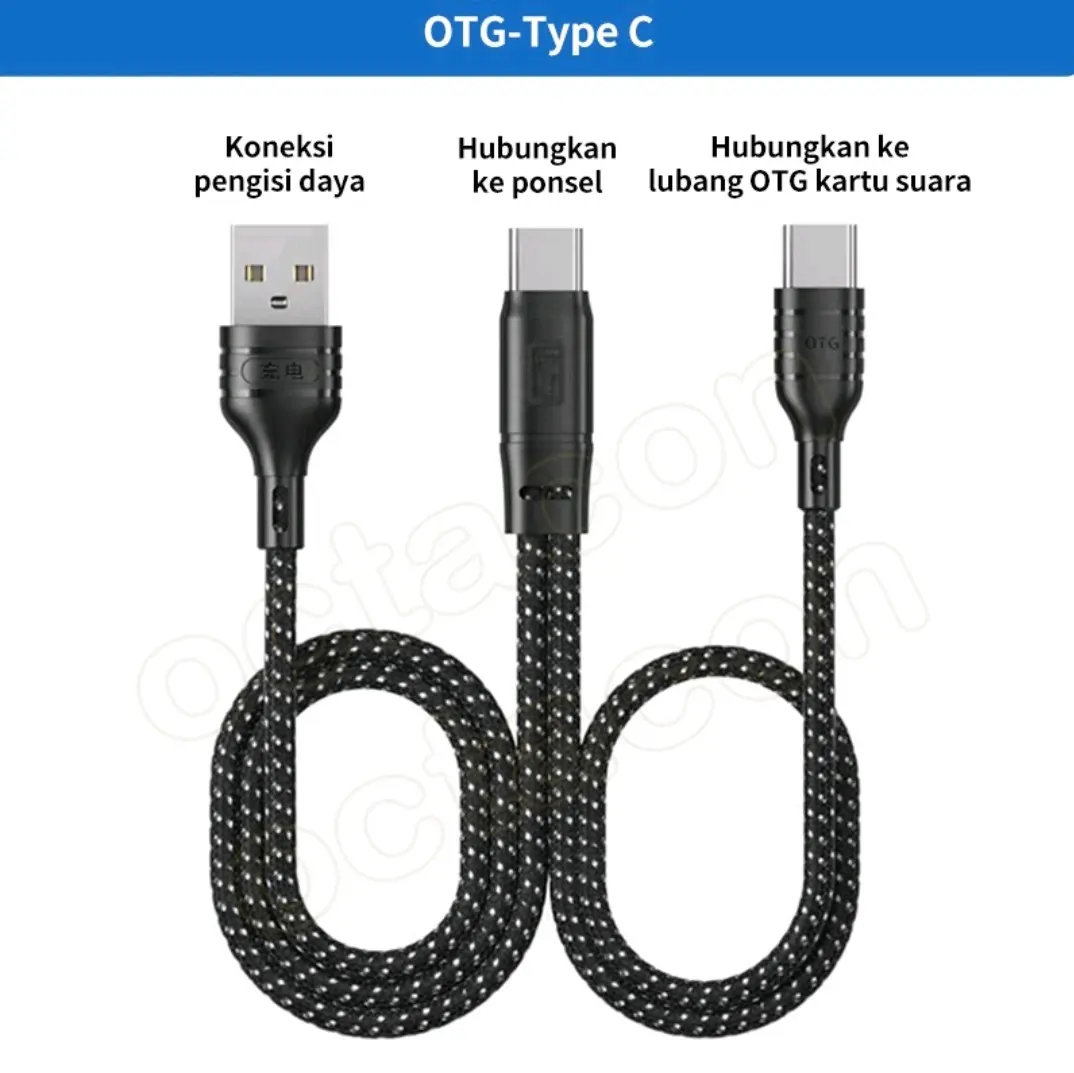 Kabel OTG Type C Male To Type  - To Lightning - To USB 2 - Untuk Audio dan Fast Charging