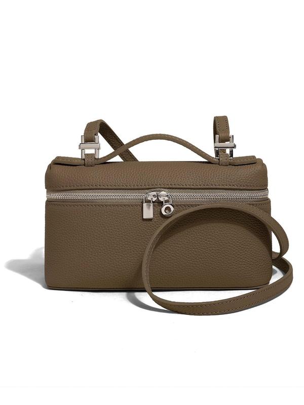 Women's Solid Color Zipper Crossbody Bag, Fashionable PU Leather Bag for Daily Used, Casual Trendy Versatile High-quality Daily Commuting Bag 0