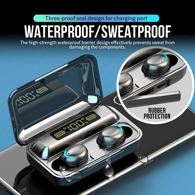 12.12 Hot Selling Upgrade Baru F9-5/M10 TWS Dan Powerbank Tampilan LED TWS Headset Bluetooth with Mic Sentuh Olahraga Tahan Air Henset Bloetooth HiFi Stereo Wireless Earphone Bluetooth 5