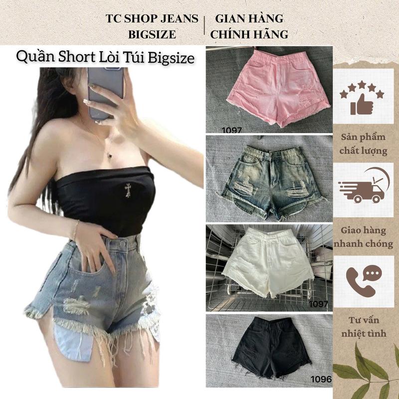 TCSHOPJEANS Quần Short Đùi Jeans Nữ Bigsize Túi Lòi Đủ Màu Cá Tính MS 1096 1097
