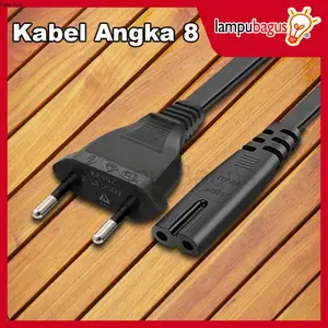 Kabel Power Angka 8 / Kabel Cas / Kabel Power Printer Panjang 1.8 Meter Full Hitam