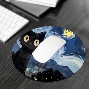 Alfombrilla para ratón con diseño de Gato en Noche Estrellada, alfombrilla rectangular para juegos, alfombrilla antideslizante, tapete para teclado y ratón de oficina para escritorio en casa u oficina de juegos