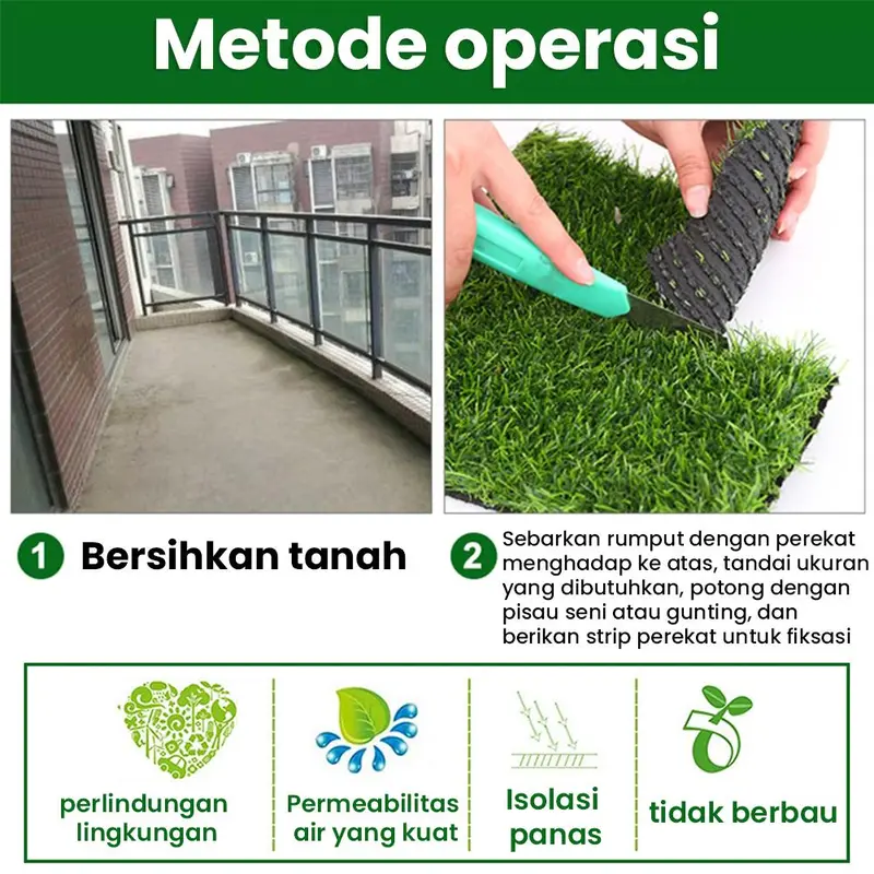 Rumput Sintetis -Sintetis Besar Swiss Tinggi -Tebal 3 cm/2,3 cm Inggris 1x2 M 99,9 % Rumput Primitif Terlihat Hijau rumput palsu lantai 4