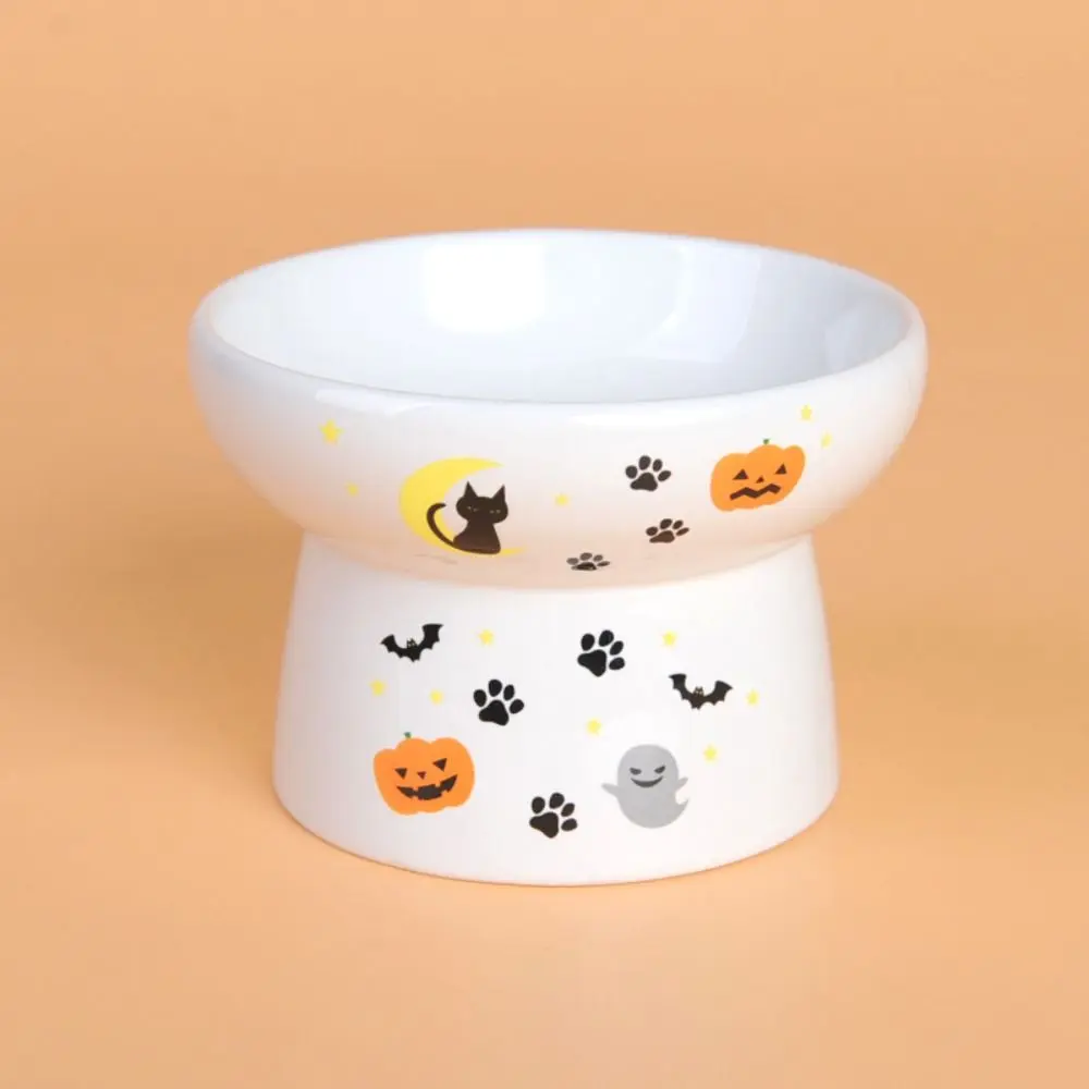 Food Dispenser Ceramic Cat Bowl Creative Cute Dog Food Feeding Basin Non-slip Anti Tipping Pet High Foot Bowl Kitten Puppy