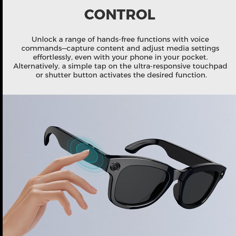 AI Smart Glasses w/ ChatGPT & 5MP Camera | Real-Time Translation, Voice Control, 5GHz WiFi, 4Hrs Playtime | HD Shooting - Image 4