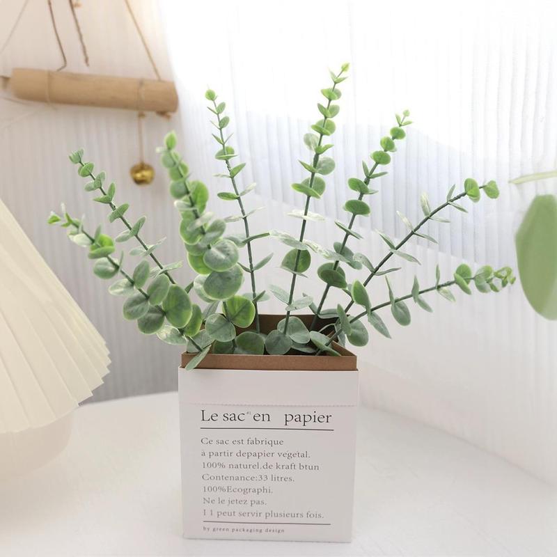 Product Introduction of Dream Party Literary Eucalyptus Money Leaf Branch Artificial Green Plant Fake Flower Ornament (No Pot) 0