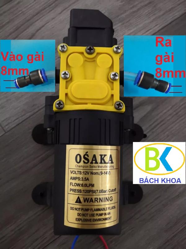 Máy bơm nước mini 12v tự ngắt khi khóa nước Osaka 12V 110PSI mô tơ 755 mạnh mẽ