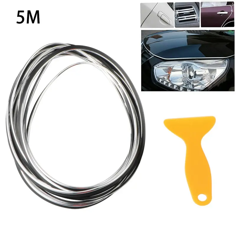 Dải niêm phong cao su đúc trang trí cạnh cửa tự động, chiều dài 5M, bảo vệ chống xước, bạc mạ điện, khuôn mẫu tạo kiểu, 1 miếng 8