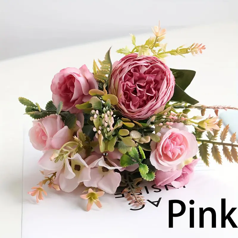 Artificial Peony Rose Bouquet, 2 Counts Faux Peony Bouquet, Fake Flower Bouquet, Decorative Flowers for Home Party Wedding Graduation 2