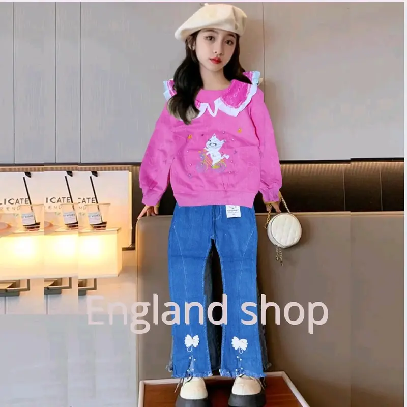 Baju anak perempuan import setelan jeans anak cewek import 1-10 tahun Katun 6