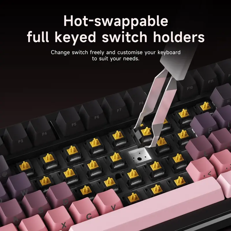 AJAZZ AK820 MAX PLUS Wireless Keyboard, Rechargeable 3-mode Mechanical Keyboard with Screen, Hot-swappable RGB DIY Keyboard for Gaming 6