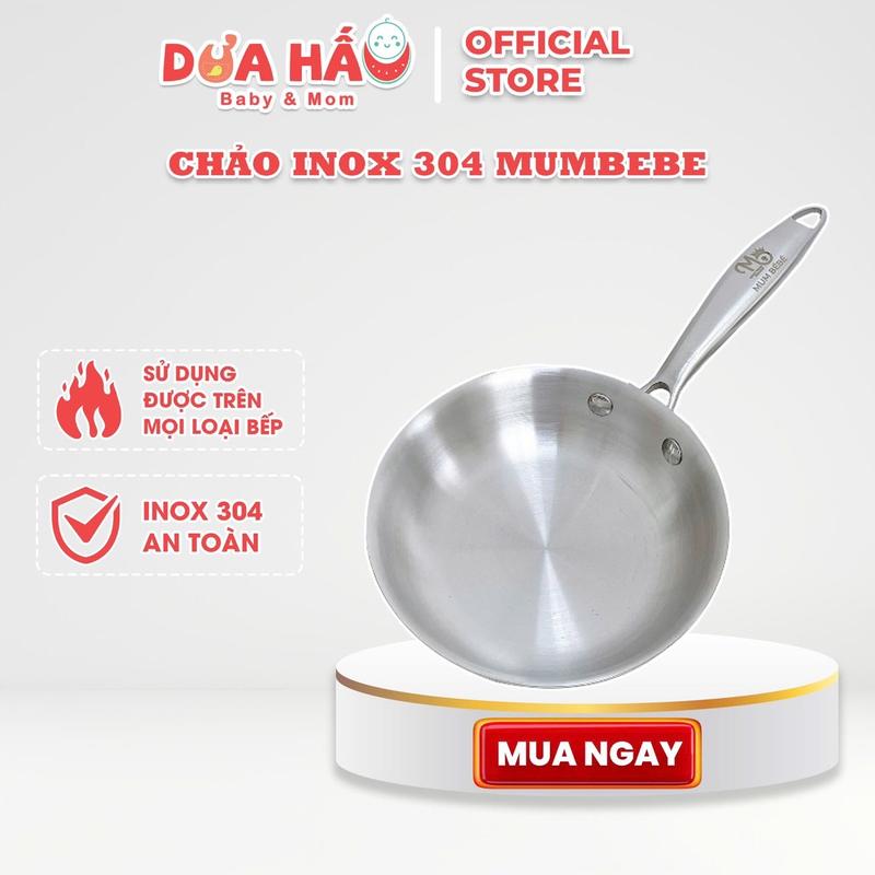 Chảo Inox 304 Mumbebe size 16cm Chống Dính Cho Bé Ăn Dặm Dày Dặn, Tiện Lợi