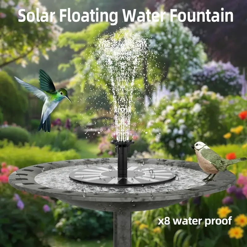 Solar Fountain Pump, Solar Fountain Pump with Nozzles, Outdoor Water Feature for Bird Bath, Pond, Garden, Backyard Decoration, Decorative, Waterfall 8