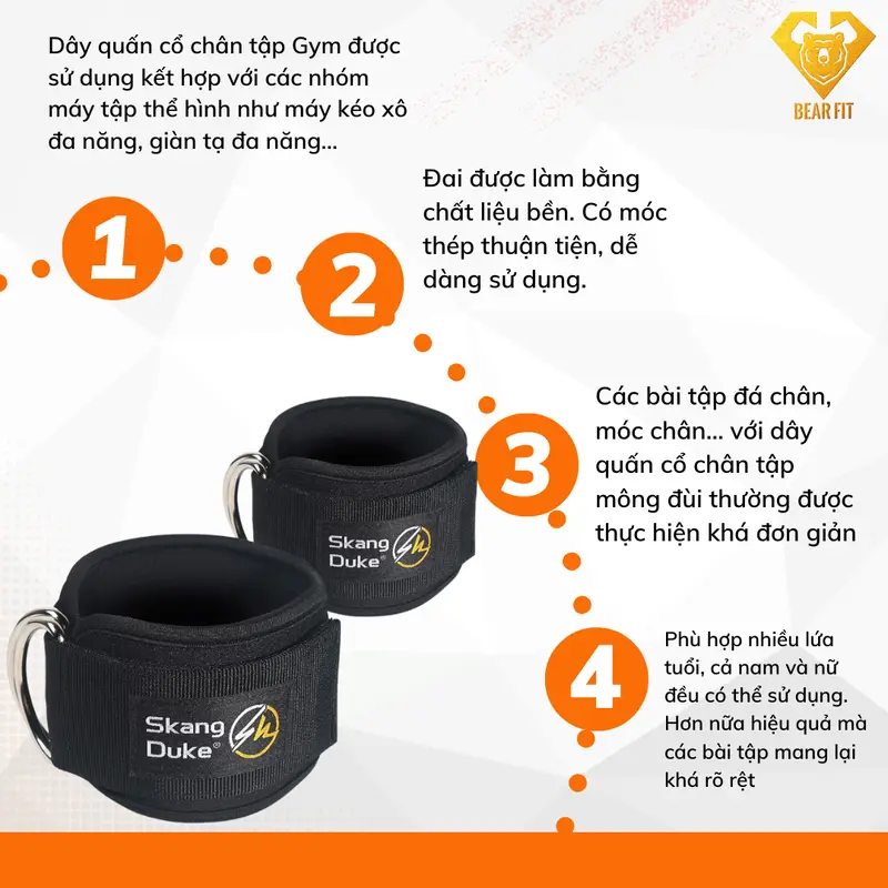 Quấn Cổ Chân Tập Gym , Tập Chân Mông Với Cáp Chính Hãng SKDK A586 2