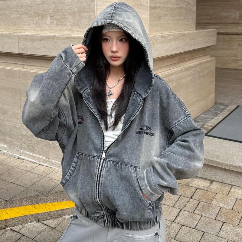 Áo Khoác Jeans Hoodie Zip YC1996 Unisex Nam Nữ