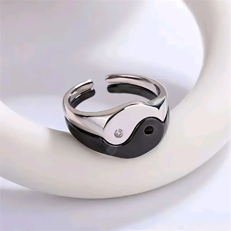 Cincin Kasual Desain Couple Yin dan Yang (Model Terbuka) Hadiah 7