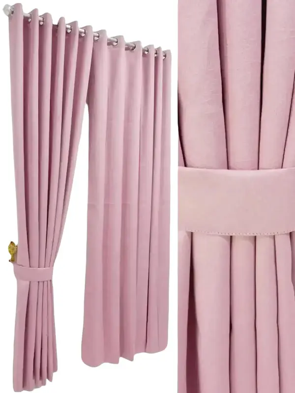 Gorden Hordeng Blackout Polos Emboss minimalis mewah Curtain jendela warna pink 1