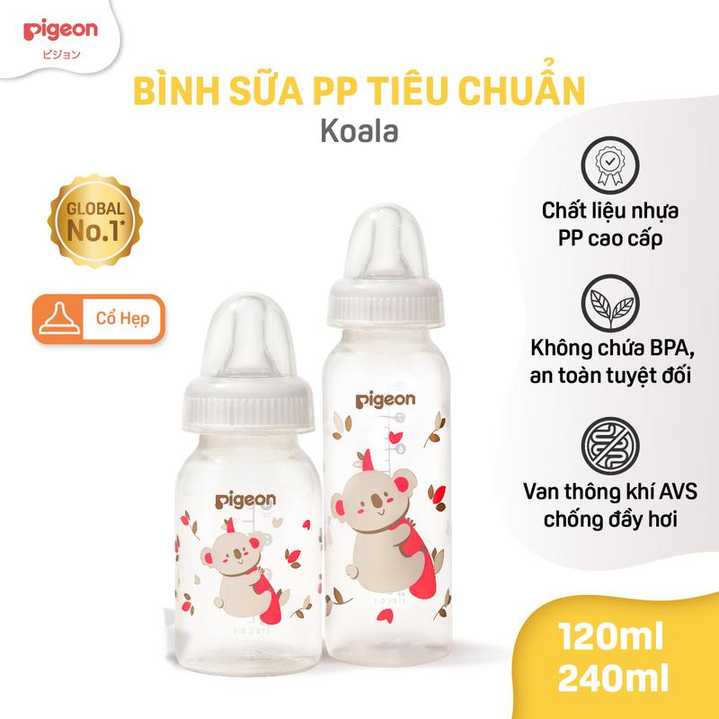 Bình sữa Pigeon PP Tiêu chuẩn Họa Tiết 120ml 240ml - Có Hộp