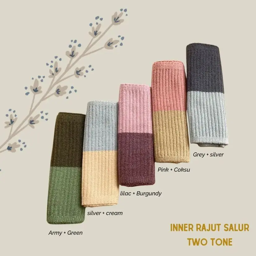 ( PAKET ) CIPUT INNER RAJUT TWO TONE Rayon Dalaman Salur Jilbab Arab Turki
