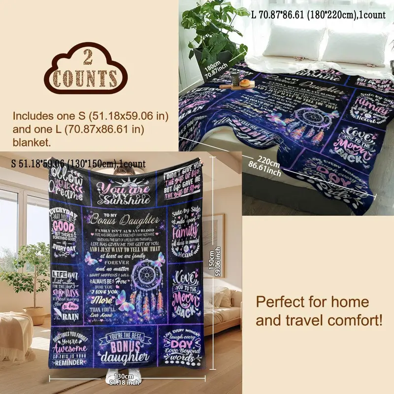 Letter & Butterfly Pattern Blanket, Soft Throw Blanket, Air-conditioned Room Blanket, Warm Nap Blanket for Home & Office & Travel 2