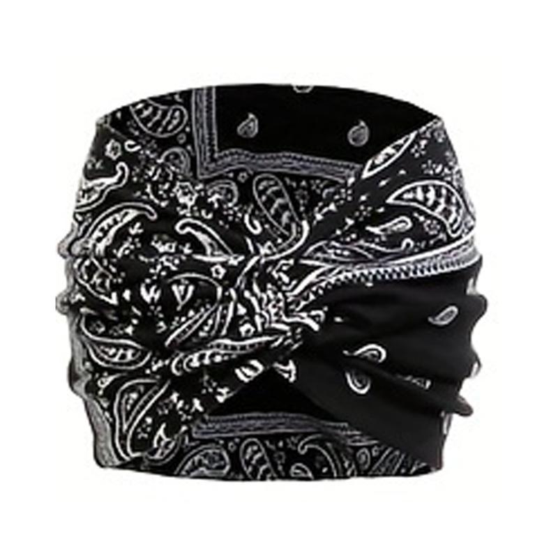 Product Introduction of Boho Women Floral Print Outdoor Headband Sports Elastic Wide Criss Cross  Running Adjustable Headbands Yoga Sweat Absorption Head Band Bandeau Sport Hair Band Hair Accessories 1