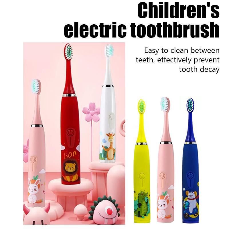 Product Introduction of Children's Electric Toothbrush With Replacement Heads Colorful Cartoon Ultrasonic Rechargeable Soft Hair Sonic Cleaning Brush adult  toothbrush portable  toothbrush 4