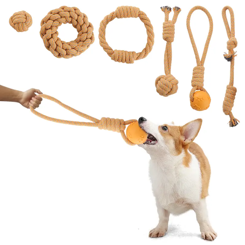 New Style Cotton Rope Dog Toys, Suitable for Small Medium-Sized Dog Breeds, Interactive Can Grind Teeth Can Training, Healthy Tooth Relieving Anxiety Pet Supplies