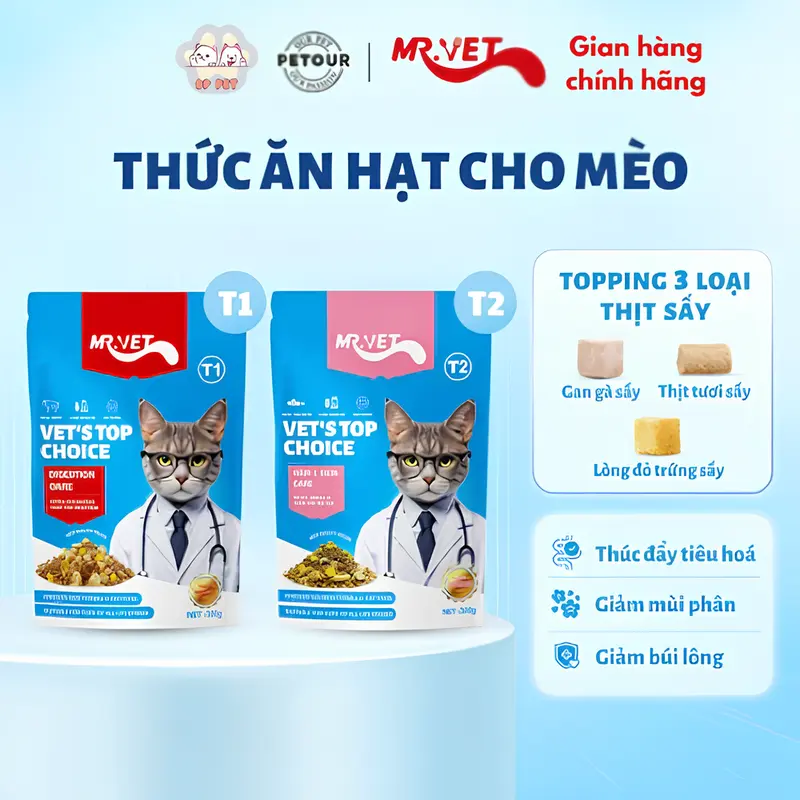 [1kg] Thức Ăn Hạt Cho Mèo MrVet - Hạt MrVet cho mèo mọi lứa tuổi 0