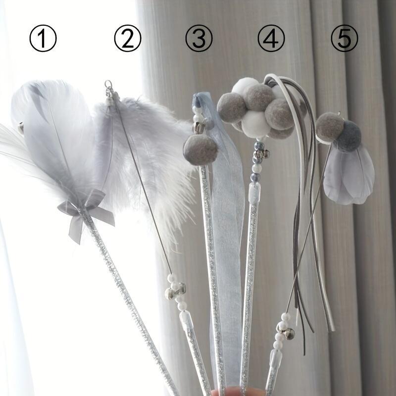 5-Piece Cat Teaser Set: Bite-Resistant Feather & Bell. Interactive Pet Supplies Must-Have! 6