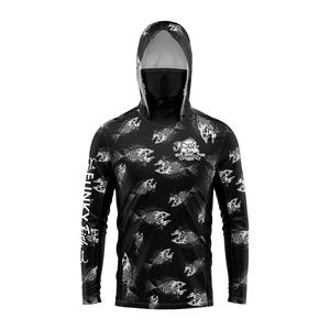 เสื้อตกปลาแขนยาวสำหรับผู้ชาย, เสื้อฮู้ดกันแดด, พร้อมมาส์กหน้า, ชุดตกปลาแบบออลอินวัน, เหมาะสำหรับการตกปลา, ล่าสัตว์, แคมป์ปิ้งและตกปลา, เสื้อยืด, UPF, เสื้อตกปลา เสื้อ  ตก  ปลา  แขน  ยาว