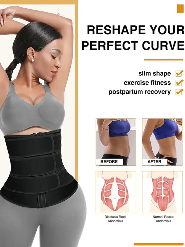 Women's Velcro Waist Trainer, High Stretch Zipper Waist Cincher, Tummy Control Body Shaper, Women's Shapewear for All Seasons 2