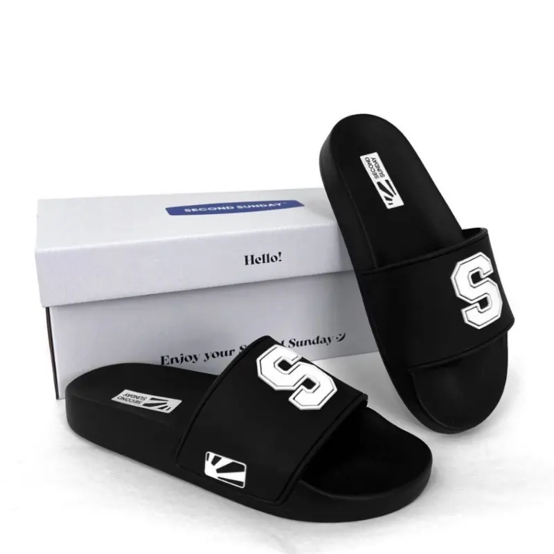 HotDép Nam Nữ Unisex Quai Ngang Slipper siêu bền , dép cao cấp chữ S, full book Second Sunday Evening Slides Momo.of Cao Su Đế Bằng DéP
