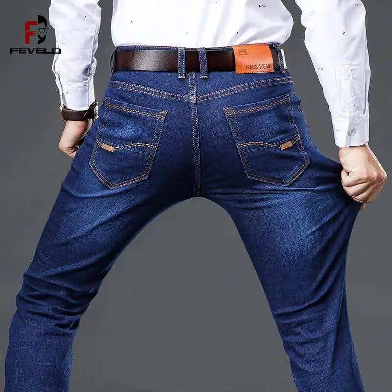 Shopfashion-Quần Jean Nam Dáng Ôm, Quần Áo Thương Hiệu, Thường Ngày, Công Sở, Cỡ Lớn, Quần Denim, Dáng Rộng, Co Giãn, Mùa Hè, Mùa Thu, C-H
