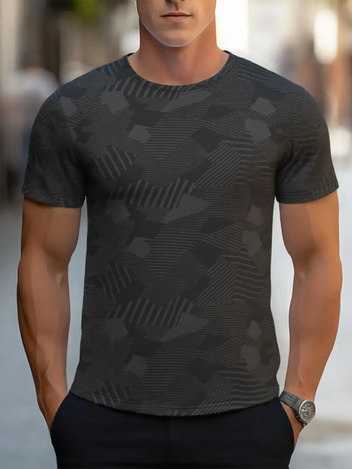 Men's Colorblock & Tie Dye Print Round Neck Tee, Regular Fit Casual Short Sleeve Crew Neck T-Shirt for Summer, Fashion Men's Top for Daily Wear, Tropical