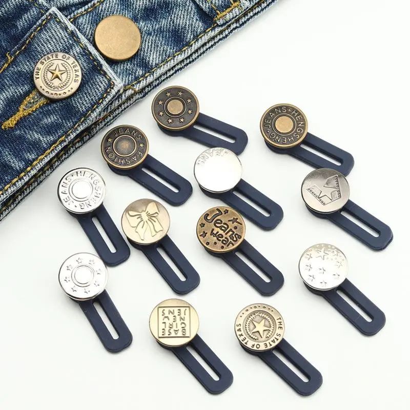 Random Color Practical No Sew Jeans Extender Button, 5pcs Jeans Button, Jeans Buckle, Sewing Accessories 0