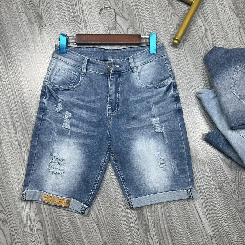 QS 216 Quần short jean nam xanh săn lai chất liệu jean bò co giãn nhẹ như hình chuẩn from dáng đủ size có nhiều mẫu mới dành cho nam ( HÌNH THẬT TỰ CHỤP) Menswear Pants 0