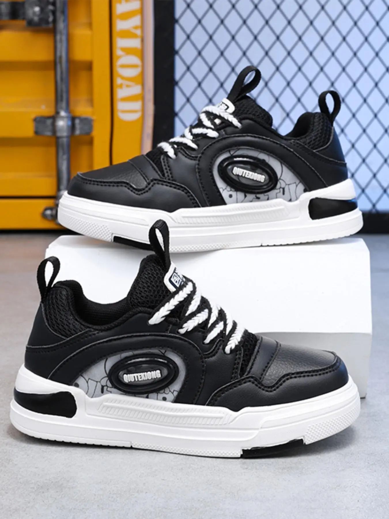 Boys' Fashion Colorblock Letter Patched Design Velcro Sneakers (1 Pair), Casual Comfortable Sports Shoes for Daily Wear, Perfect for Students and Outdoor Sports