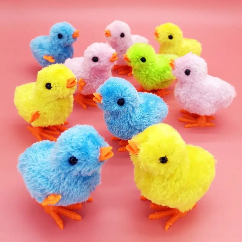Cute Plush Wind Up Chicken Kids Educational Toy Clockwork Jumping Walking Chicks Jump Toys Baby Gifts Anak Ayam Berlompak Jalan Yang Comel Dengan Pelbagai Warna Warni Yang Unik