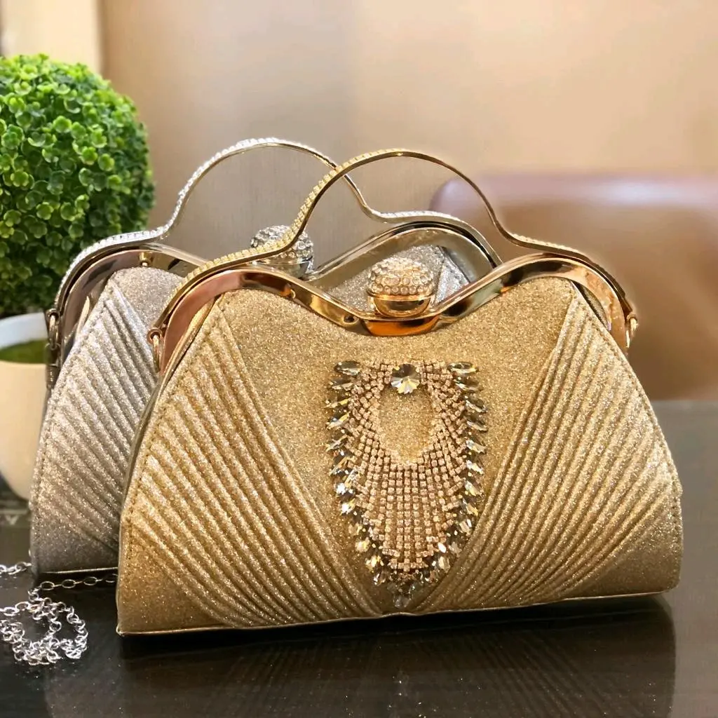 Tas Pesta MAKENNA Embellished Crysyal Clutch Bag Kulit Wanita