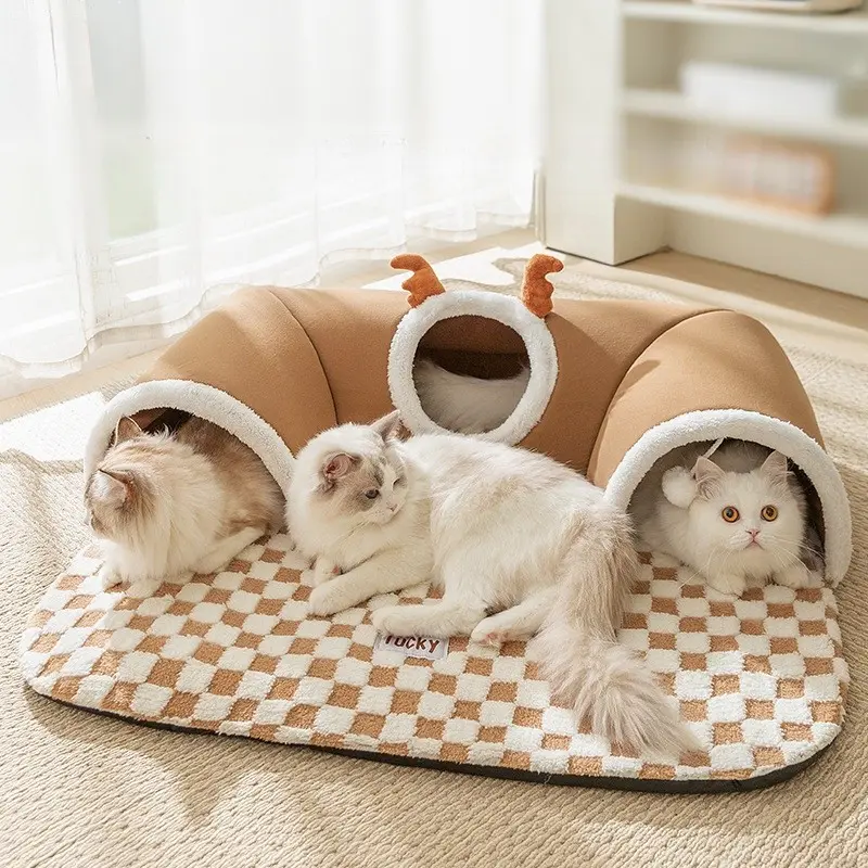 Cold resistant pet tunnel nest, autumn and winter cat hide and seek, cat tunnel play and sleep in one, tunnel cat nest, pet nest