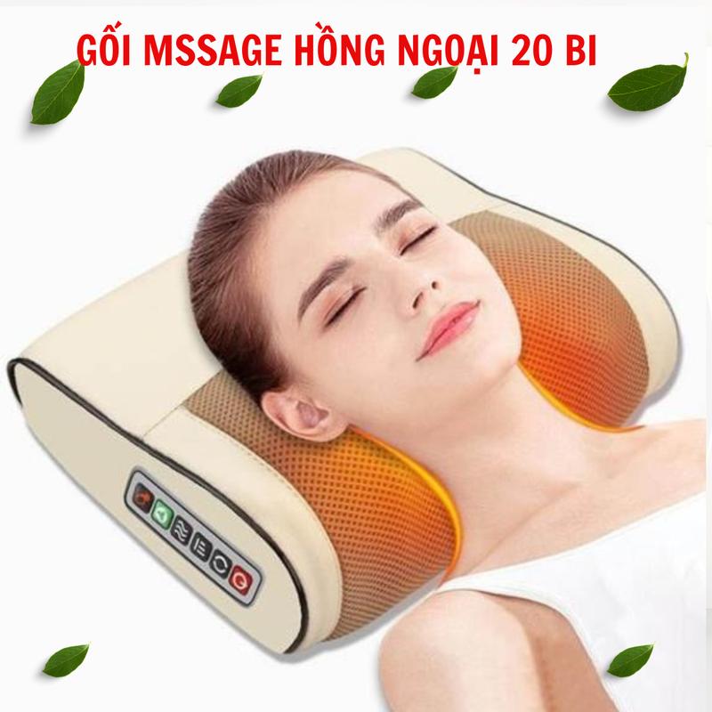 Gối Massage Cổ Vai Gáy Máy Massage Hồng Ngoại 20 Bi Cải thiện Đau cổ -Vai -Gáy- Lưng- Cột sống thiết bị massage massager gối massage