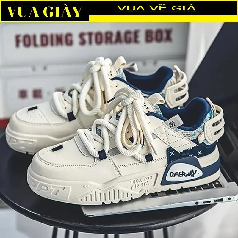Giày sneaker nam mẫu mới hot trend 2024 bản dây thừng to phối màu họa tiết kiểu dáng trẻ trung, năng động mã 152 Hoa Shoes Đế Bằng