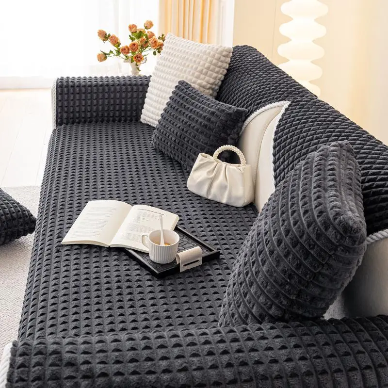 Solid Color Sofa Cover, 1 Count Non-slip Chenille Sofa Slipcover, Comfortable Sofa Couch Cushion Cover, Furniture Protector for Home Living Room