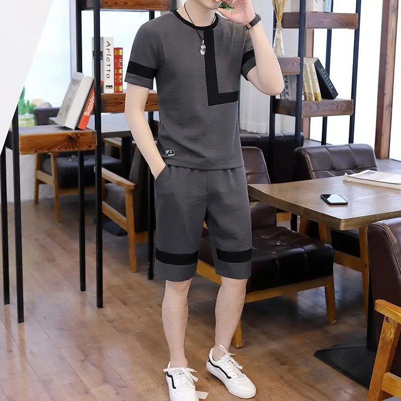 Bộ Đồ Thể Thao Thường Ngày Dành Cho Nam Giới, Bộ Đồ Hai Mảnh, Dáng Rộng Vừa Vặn, ngắn Tay Áo, Áo Phông Và Quần Đùi, Hàng Mới Về Năm 2024 3